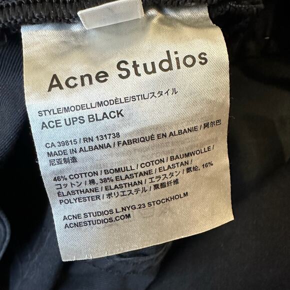 ACNE STUDIOS Ace Ups Jeans Black Denim Slim Straight Low Rise Moto - Picture 12 of 16